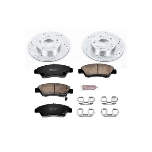 2013-2015 Honda Civic, 2012-2014 Acura ILX Front Z23 Evolution Sport Brake Upgrade Kit - Heavy Duty Drilled & Slotted Rotors with Carbon-Fiber Ceramic Pads and Hardware - Premium Replacement