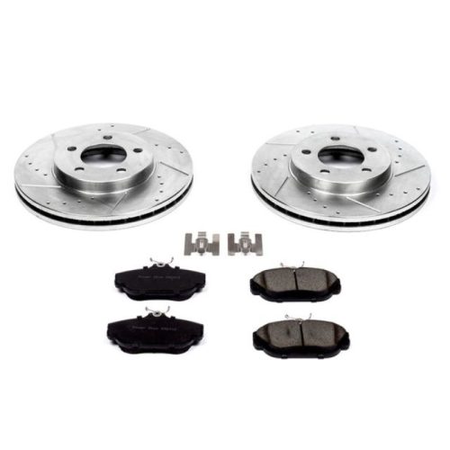 1995-1998 Ford Windstar Front PowerStop Z23 Evolution Sport Brake Upgrade Kit - Heavy-Duty Drilled & Slotted Rotors with Carbon-Fiber Ceramic Pads - Premium Replacement