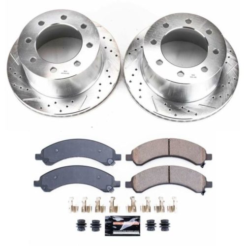 2006-2007 GMC Savana 3500 & Chevrolet Express 3500 Rear Brake Upgrade Kit with Drilled & Slotted Rotors and Carbon-Fiber Ceramic Pads - Premium Replacement