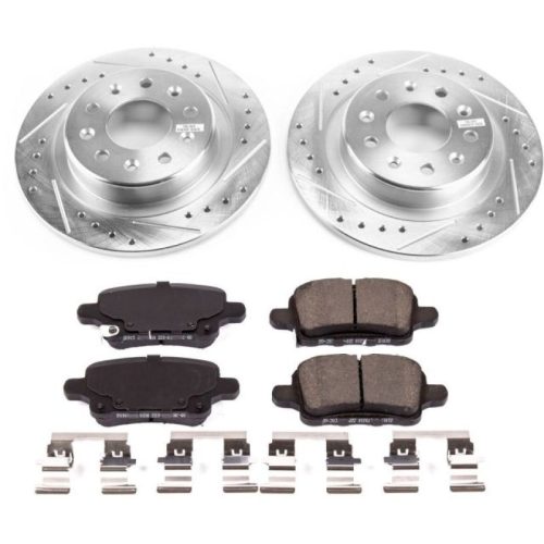 2018-2020 Chevrolet Equinox Rear Z23 Evolution Sport Brake Upgrade Kit with Drilled & Slotted Rotors and Carbon-Fiber Ceramic Pads - Premium Replacement