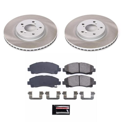 2009-2013 Acura TL Front Semi-Coated Rotor Brake Kit with Ceramic Pads - Premium Replacement