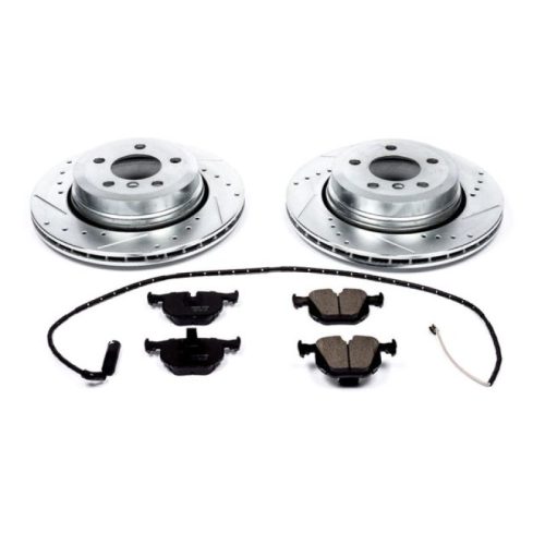 2004-2010 BMW X3 Rear Z23 Evolution Sport Brake Upgrade Kit - Drilled & Slotted Rotors with Carbon-Fiber Ceramic Pads for Heavy-Duty Performance - Premium Replacement