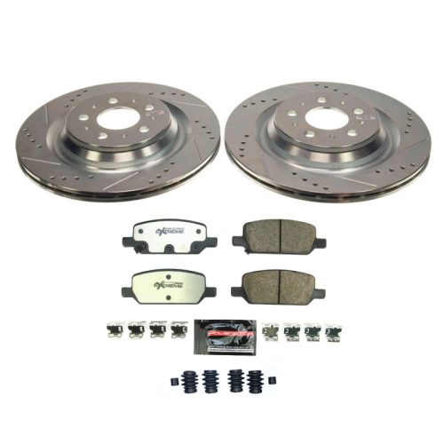 2017-2021 Tesla Model 3 Rear Z26 Street Warrior Brake Upgrade Kit - Heavy-Duty Drilled & Slotted Rotors with Carbon-Fiber Ceramic Pads - Premium Replacement