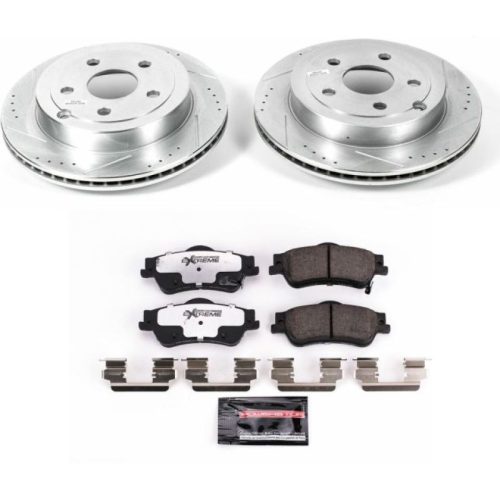 2008-2009 Pontiac G8 Rear Z26 Street Warrior Brake Upgrade Kit - Performance Drilled & Slotted Rotors with Carbon-Fiber Ceramic Brake Pads for Heavy-Duty Street Use - Premium Replacement