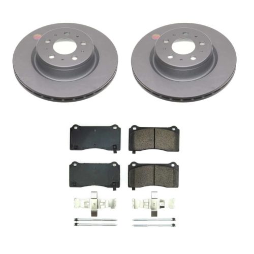 2017-2021 Tesla Model 3 Front Z17 Geomet Coated Brake Rotor and Ceramic Pad Assembly - Premium Replacement