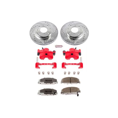 1992-2000 Honda Civic Front Z26 Street Warrior Brake Performance Upgrade Kit with Drilled & Slotted Rotors - Premium Replacement