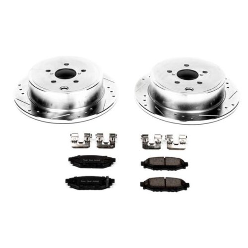 2013-2015 Subaru BRZ Rear PowerStop Z23 Evolution Sport Brake Upgrade Kit with Drilled & Slotted Rotors and Carbon-Fiber Ceramic Pads - Premium Replacement