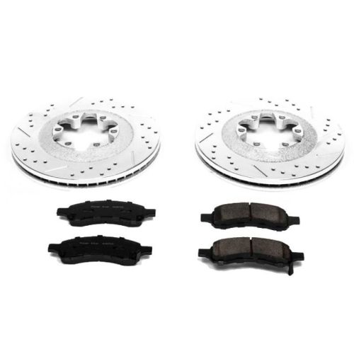 2009-2012 Chevrolet Colorado Front Heavy-Duty Drilled & Slotted Brake Rotors with Carbon-Fiber Ceramic Pads - Premium Replacement