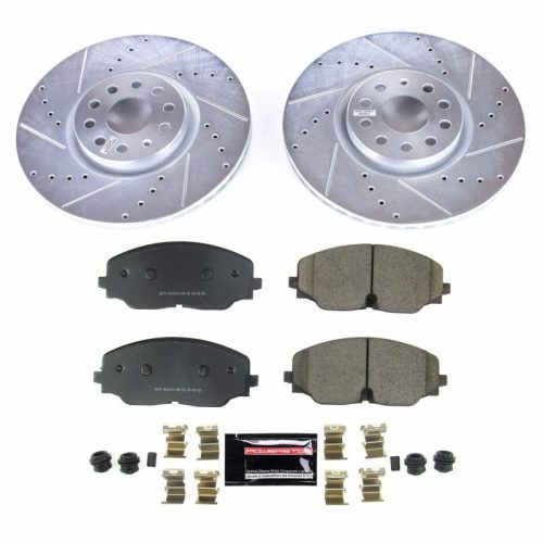 2018-2020 Volkswagen Atlas Front Z23 Evolution Sport Brake Rotor and Pad Assembly - Heavy-Duty Drilled & Slotted Performance Upgrade