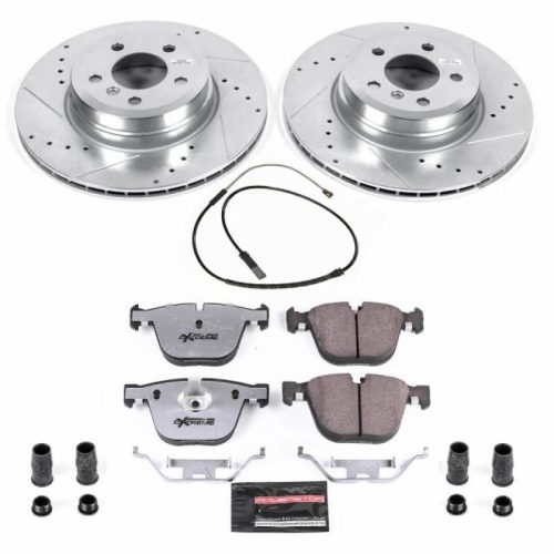 2019 BMW X6 Rear Z26 Street Warrior Brake Upgrade Kit - Heavy-Duty Drilled and Slotted Rotors with Carbon-Fiber Ceramic Pads for High-Performance Towing and Street Driving - Premium Replacement
