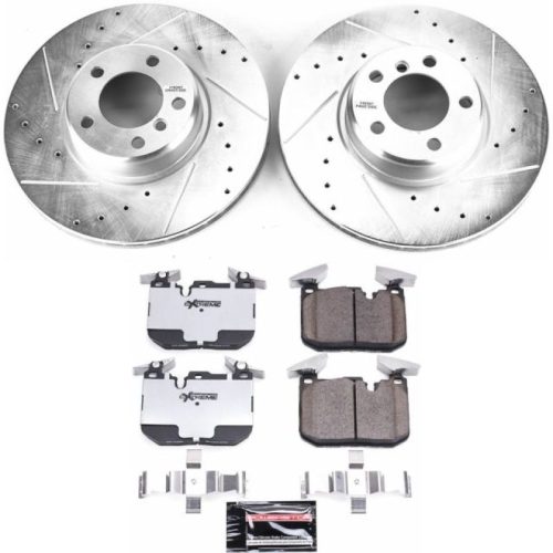 2013-2017 BMW 328i, 340i & 440i Front Z26 Street Warrior Brake Upgrade Kit - Performance Drilled & Slotted Rotors with Carbon-Fiber Ceramic Pads - Premium Replacement
