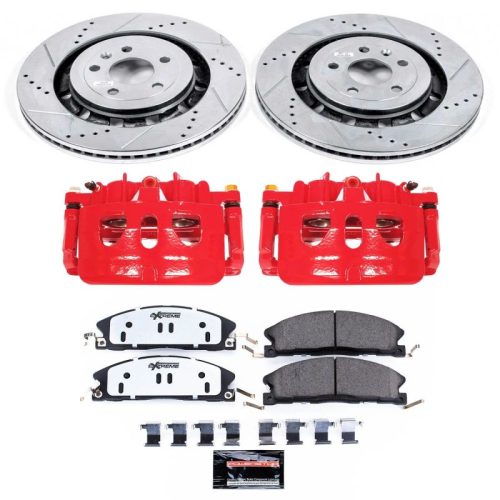 2013-2015 Ford Explorer Heavy-Duty Truck & Tow Brake Upgrade Kit with Drilled & Slotted Rotors, Carbon-Fiber Ceramic Brake Pads, Powder Coated Calipers - Premium Replacement