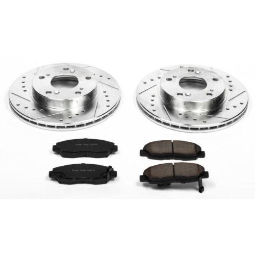 2006-2009 Honda Civic Front Brake Rotor and Carbon-Fiber Ceramic Brake Pad Assembly - Heavy-Duty Drilled & Slotted Performance Upgrade