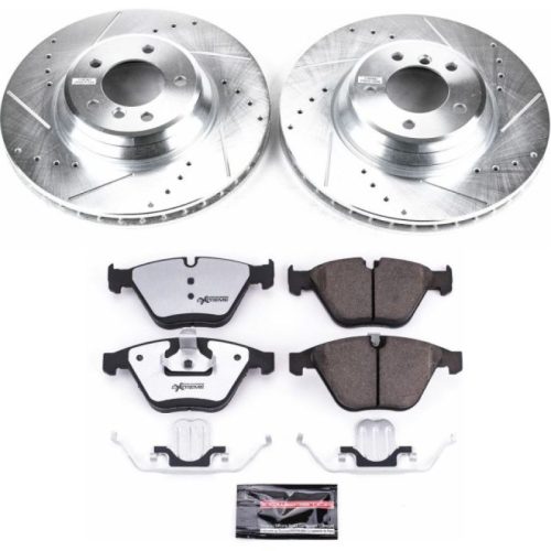2011-2013 BMW 335i, 335d & 335is Front Z26 Street Warrior Brake Upgrade Kit with Drilled & Slotted Rotors - Premium Replacement