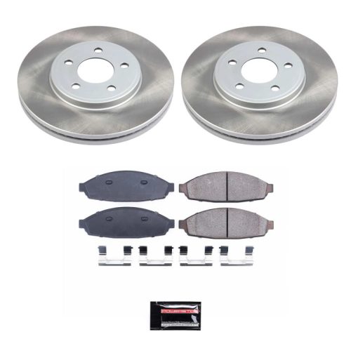 2003-2005 Ford Crown Victoria Front Semi-Coated Rotor Brake Kit with Ceramic Pads - Premium Replacement
