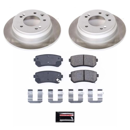 2010-2012 Hyundai Elantra & Tucson Rear Semi-Coated Rotor Brake Assembly with Ceramic Pads - Premium Replacement