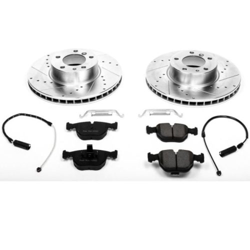 1995-2001 BMW 740i / 740iL Front Z23 Evolution Sport Brake Upgrade Kit - Heavy-Duty Drilled & Slotted Rotors with Carbon-Fiber Ceramic Pads - Premium Replacement