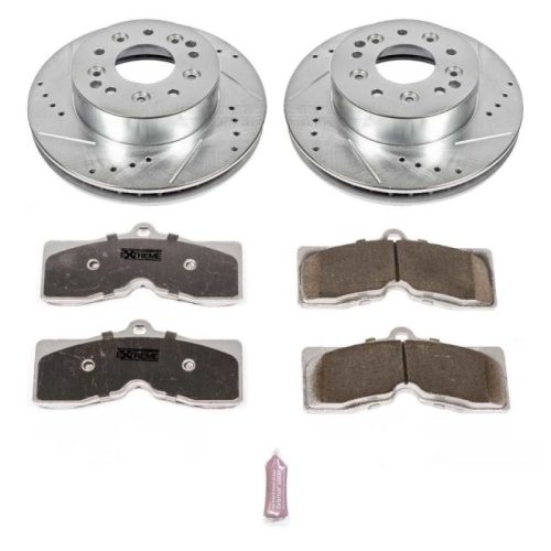 1974-1982 Chevrolet Corvette Front or Rear Z26 Street Warrior Brake Upgrade Kit - Heavy-Duty Drilled & Slotted Rotor and Carbon-Fiber Ceramic Brake Pad Set - Premium Replacement