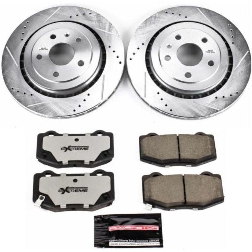 2016-2022 Chevrolet Camaro & 2016-2018 Cadillac ATS Rear Z26 Street Warrior Brake Upgrade Kit - Premium Heavy-Duty Drilled & Slotted Rotors with Carbon-Fiber Ceramic Pads
