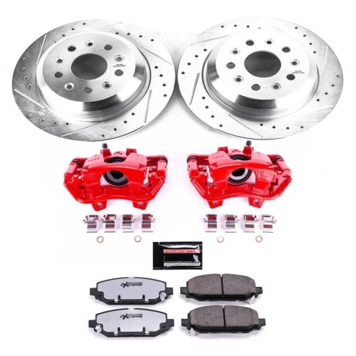 2018-2021 Jeep Wrangler Rear Z36 Truck & Tow Brake Upgrade Kit with Drilled & Slotted Rotors, Carbon-Fiber Ceramic Pads, Powder Coated Calipers - Premium Replacement
