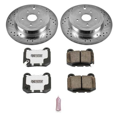 2013-2014 Subaru Impreza Rear Z26 Street Warrior Brake Upgrade Kit with Drilled & Slotted Rotors and Carbon-Fiber Ceramic Pads - Premium Replacement