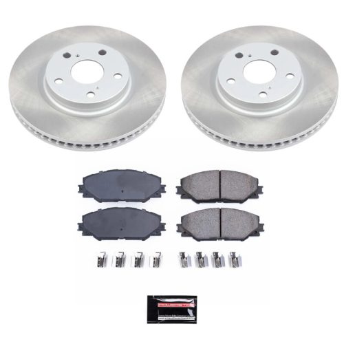 2012-2008 Toyota RAV4 Front Semi-Coated Rotor Brake Kit with Ceramic Brake Pads - Premium Replacement