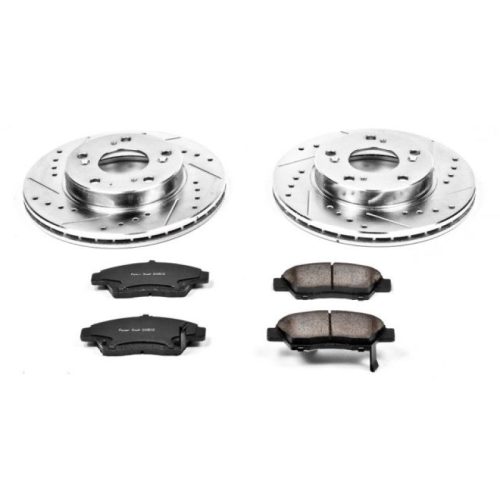 2011-2015 Honda CR-Z Front Z23 Evolution Sport Brake Upgrade Kit with Drilled & Slotted Rotors and Carbon-Fiber Ceramic Pads - Premium Replacement