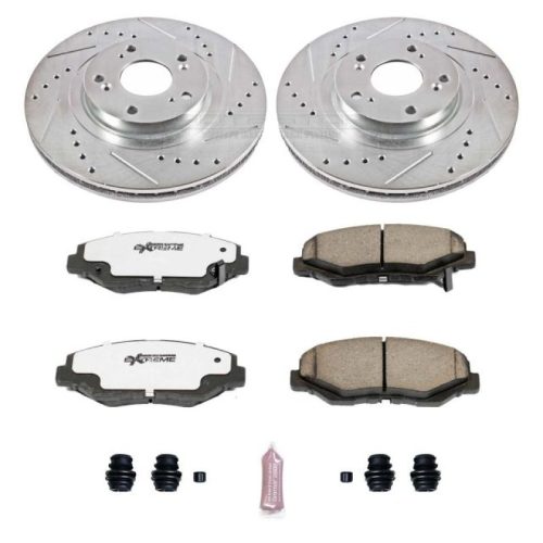 2005-2014 Honda Civic, 2005-2006 Honda CR-V, 2012-2014 Acura ILX Z26 Street Warrior Brake Upgrade Kit with Drilled & Slotted Rotors - Premium Heavy-Duty Replacement