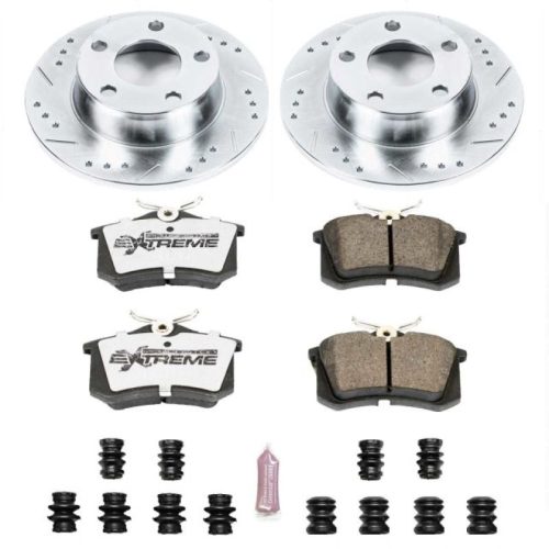 2000-2004 Audi A6 Quattro Rear Brake Upgrade Kit - High-Performance Drilled & Slotted Rotors with Carbon-Fiber Ceramic Pads - Premium Replacement