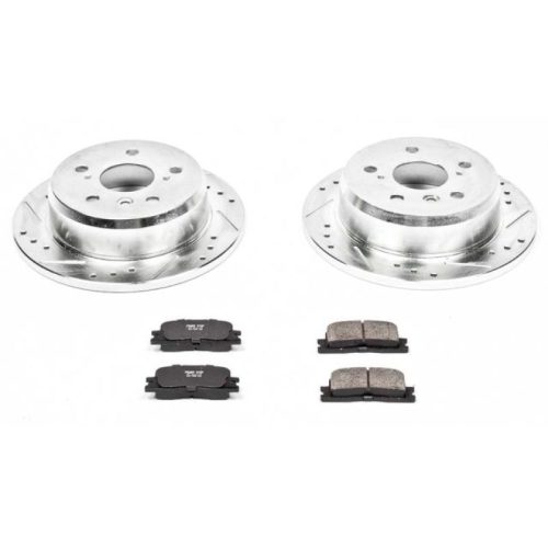 2002-2006 Lexus ES300 & 2002-2006 Toyota Camry Rear Z23 Evolution Sport Brake Upgrade Kit - Heavy-Duty Drilled & Slotted Rotors with Carbon-Fiber Ceramic Pads for Towing and Daily Driving - Premium Replacement