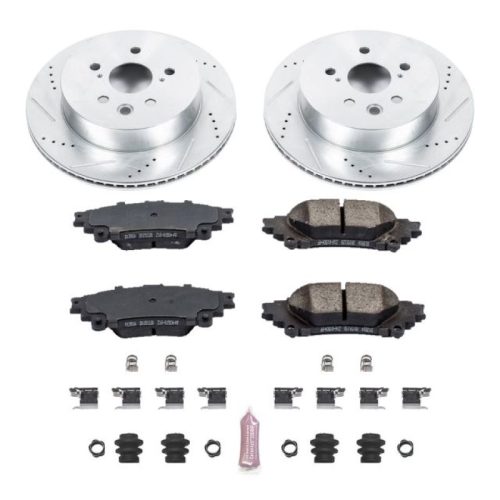 2014-2015 Lexus IS250 & IS350 Rear Z23 Evolution Sport Brake Upgrade Kit - Premium Heavy-Duty Drilled & Slotted Rotor and Carbon-Fiber Ceramic Brake Pads