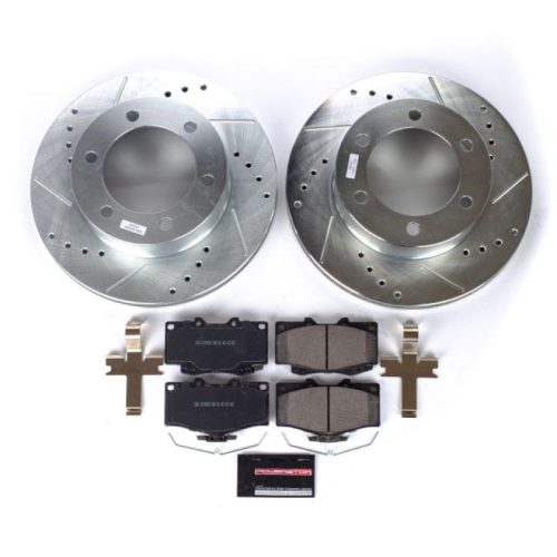1995-2000 Toyota 4Runner & Tacoma Front Z23 Evolution Sport Drilled & Slotted Brake Rotor and Carbon-Fiber Ceramic Brake Pads - Premium Replacement