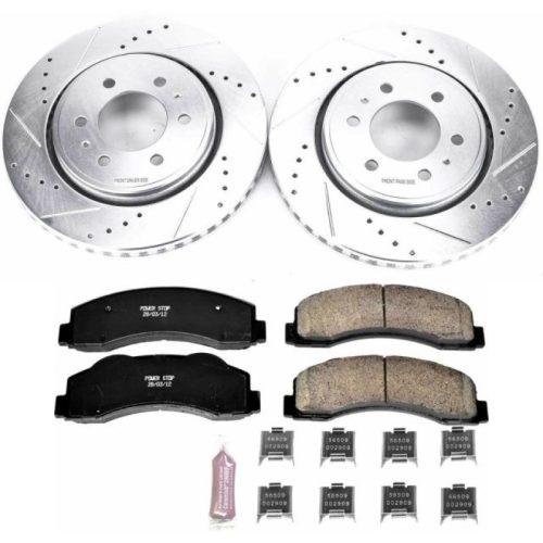 2010-2013 Ford F-150 & Lincoln Navigator Front Brake Rotor and Pad Assembly - Heavy-Duty Drilled & Slotted Rotors with Carbon-Fiber Ceramic Pads - Premium Replacement