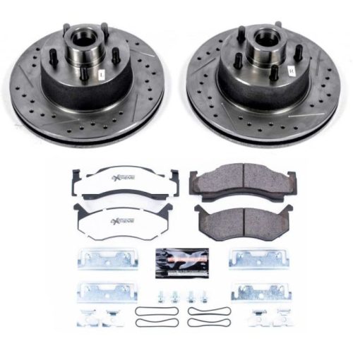 1981 Chrysler Town & Country Front Z36 Truck & Tow Brake Upgrade Kit - Heavy Duty Drilled & Slotted Rotors with Carbon-Fiber Ceramic Brake Pads - Premium Replacement