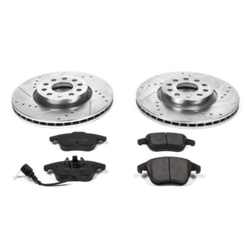 2013-2015 Volkswagen Passat Front Brake Rotor and Carbon-Fiber Ceramic Brake Pad Upgrade - Heavy-Duty Drilled & Slotted Performance Replacement