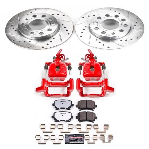 2006-2009 Volkswagen Jetta Rear PowerStop Z26 Street Warrior Brake Upgrade Kit with Powder Coated Calipers - Heavy-Duty Performance Brake System