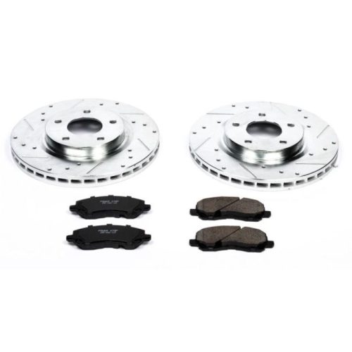2008-2011 Dodge Avenger Front Z23 Evolution Sport Brake Upgrade Kit - Heavy-Duty Drilled & Slotted Rotors with Carbon-Fiber Ceramic Pads - Premium Replacement
