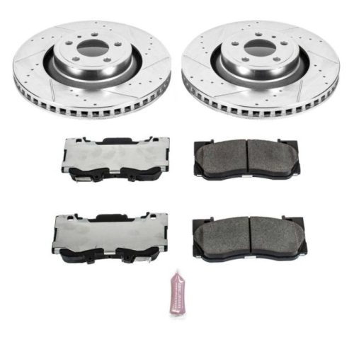 2015-2017 Ford Mustang Front Z26 Street Warrior Brake Kit with Drilled & Slotted Rotors and Carbon-Fiber Ceramic Pads - Premium Replacement