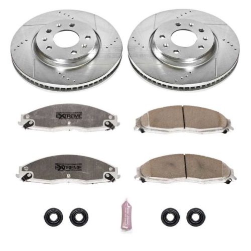 2003-2008 Cadillac CTS & 2005-2008 Cadillac STS Performance Brake Upgrade Kit with Drilled & Slotted Rotors and Carbon-Fiber Ceramic Pads - Premium Replacement