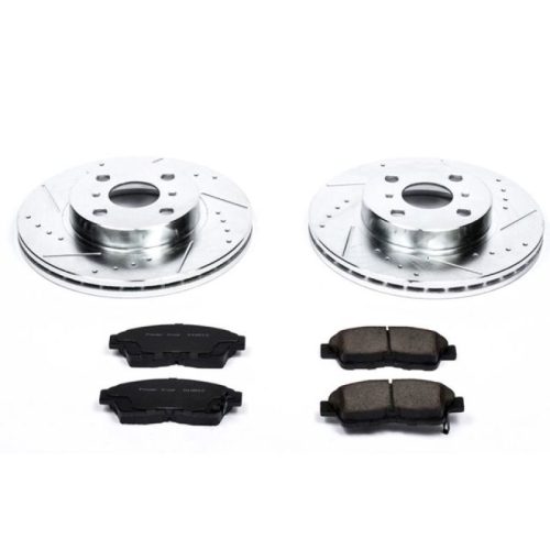 1993-1997 Geo Prizm Front Z23 Evolution Sport Brake Kit - Heavy-Duty Drilled & Slotted Rotors with Carbon-Fiber Ceramic Pads - Premium Replacement