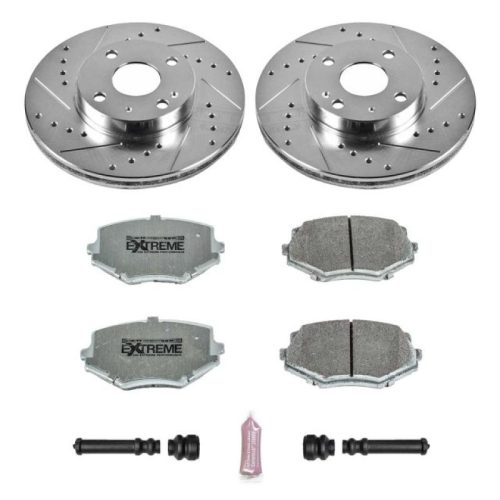 1995-2001 Mazda Miata Front Z26 Street Warrior Brake Upgrade Kit - Heavy Duty Drilled & Slotted Rotors with Carbon-Fiber Ceramic Pads - Premium Replacement