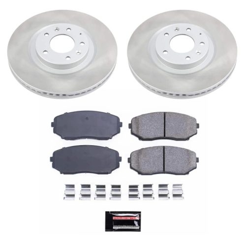2007-2010 Mazda CX-9 Front Semi-Coated Rotor Brake Assembly with Ceramic Pads - Premium Replacement