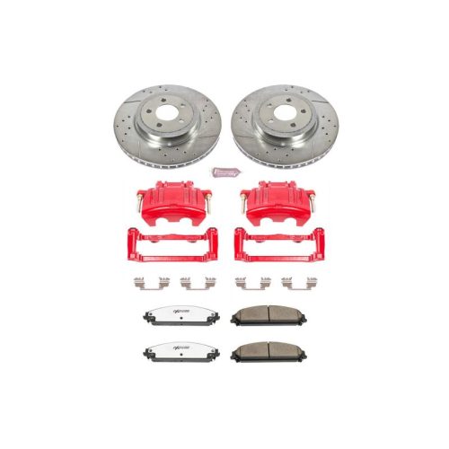 2007-2011 Dodge Magnum, 2006-2011 Dodge Charger & Challenger Front Z26 Street Warrior Brake Upgrade Kit with Drilled and Slotted Rotors - Premium Replacement