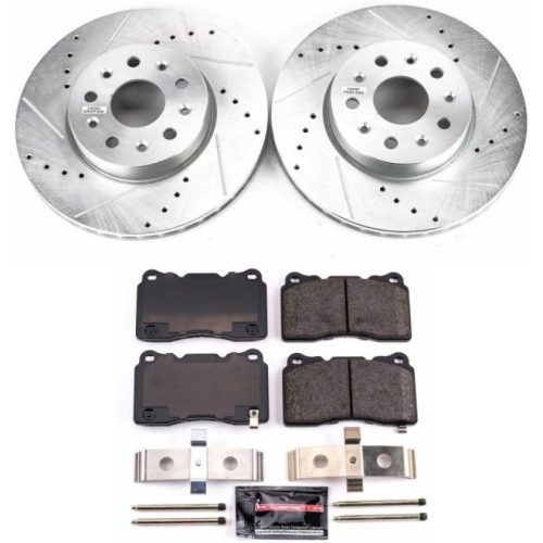 2014-2018 Cadillac CTS Front PowerStop Z23 Evolution Sport Brake Upgrade Kit - Premium Heavy-Duty Drilled & Slotted Rotor and Carbon-Fiber Ceramic Brake Pads