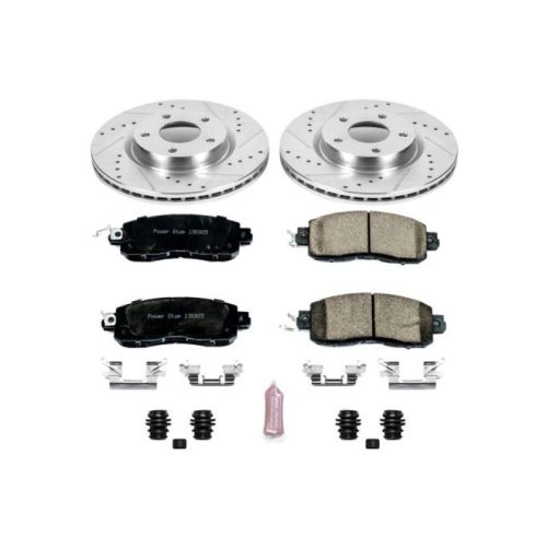 2013-2016 Nissan Altima Front Z23 Evolution Sport Brake Upgrade Kit - Premium Heavy-Duty Drilled & Slotted Rotors with Carbon-Fiber Ceramic Pads and Hardware