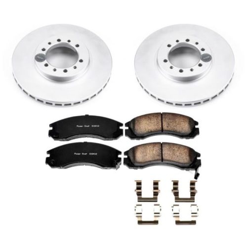 1997-1999 Mitsubishi Montero Sport Front Heavy-Duty Z17 Evolution Geomet Coated Brake Rotor and Ceramic Pad Assembly - Premium Replacement