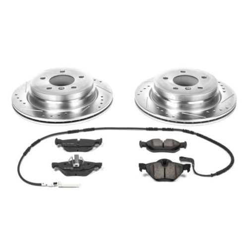 2010 BMW 328i Rear Z23 Evolution Sport Brake Upgrade Kit - Drilled and Slotted Rotors with Carbon-Fiber Ceramic Pads - Heavy-Duty Performance