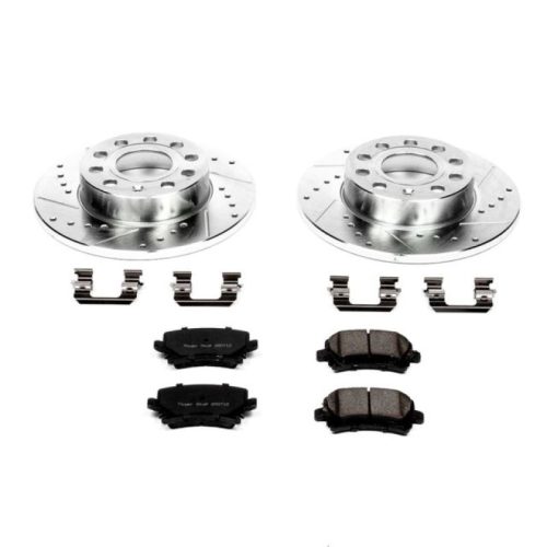 2006-2009 Volkswagen Jetta Rear PowerStop Z23 Evolution Sport Brake Rotor and Pad Assembly - Heavy-Duty Drilled & Slotted Performance Upgrade