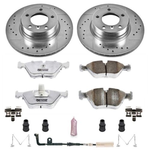 2004-2005 BMW 525i Front Brake Upgrade Kit with Drilled & Slotted Rotors and Carbon-Fiber Ceramic Pads - Heavy-Duty Performance Replacement
