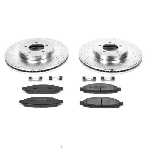 2003-2005 Lincoln Aviator Front Z23 Evolution Sport Brake Upgrade Kit - Premium Heavy-Duty Drilled & Slotted Brake Rotors with Carbon-Fiber Ceramic Pads and Hardware